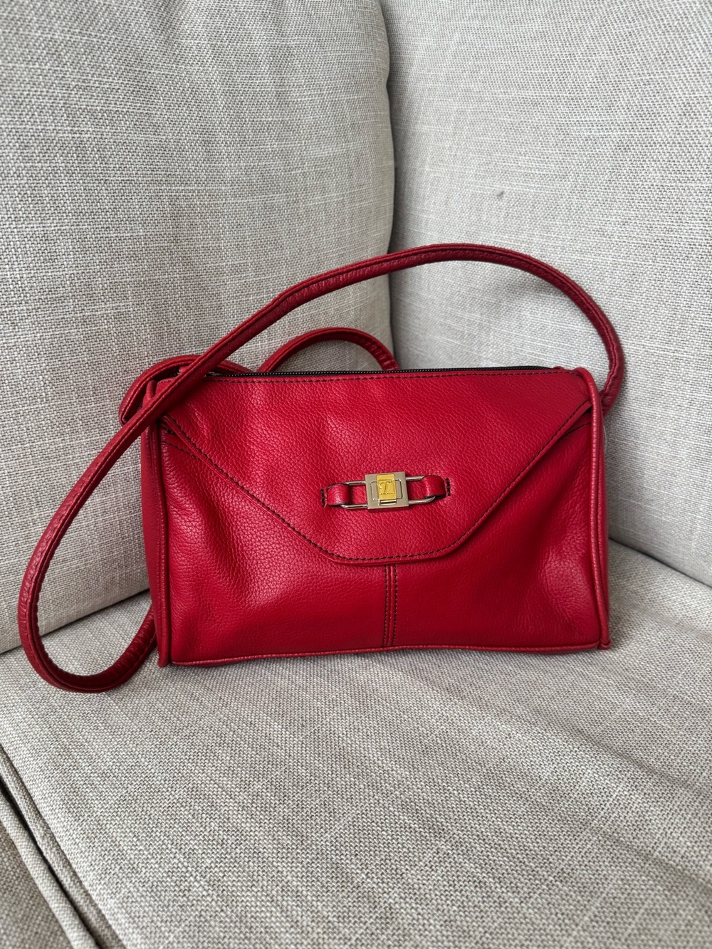 Tignanello red leather crossbody bag
